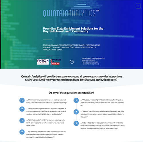 Quintain Analytics Website Image